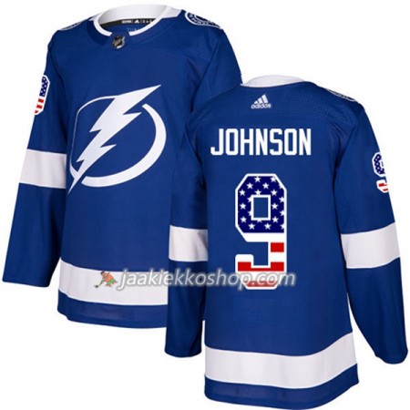 Miehille NHL Tampa Bay Lightning Pelipaita Tyler Johnson 9 Adidas 2017-2018 Sininen USA Flag Fashion Authentic